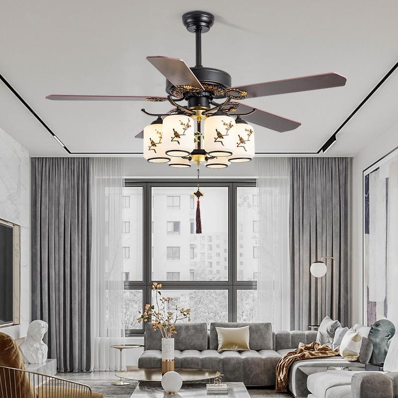 【折扣价】新中式吊扇灯简约客餐厅厅风扇吊灯静厂音书房茶室电灯