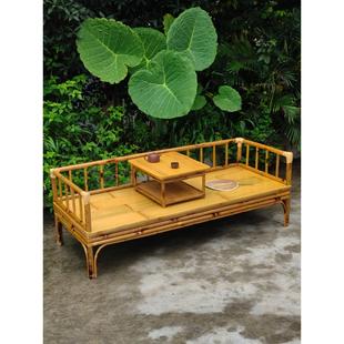 新中式罗汉床竹制榻榻米藤编凉床禅意客厅竹子沙发椅单人四川竹床