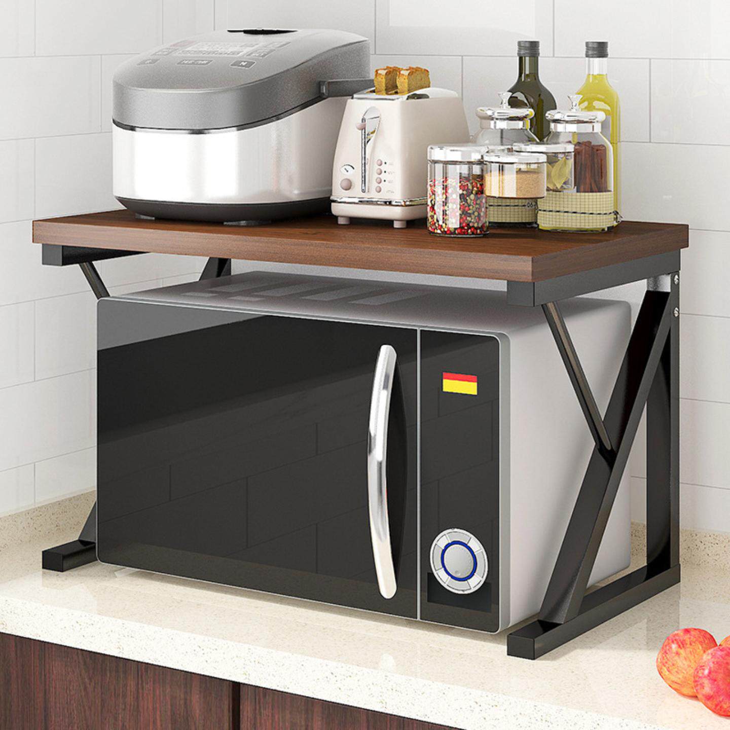 厨房微波炉置物架台面调料架家用储物收纳架落地双层桌面烤箱架子