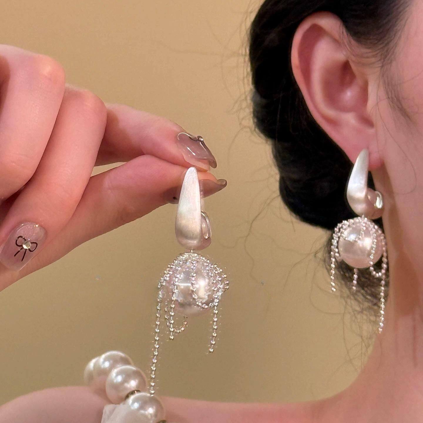 法式温柔一款多戴珍珠流苏耳环简约时尚精致耳钉轻奢高级感耳饰