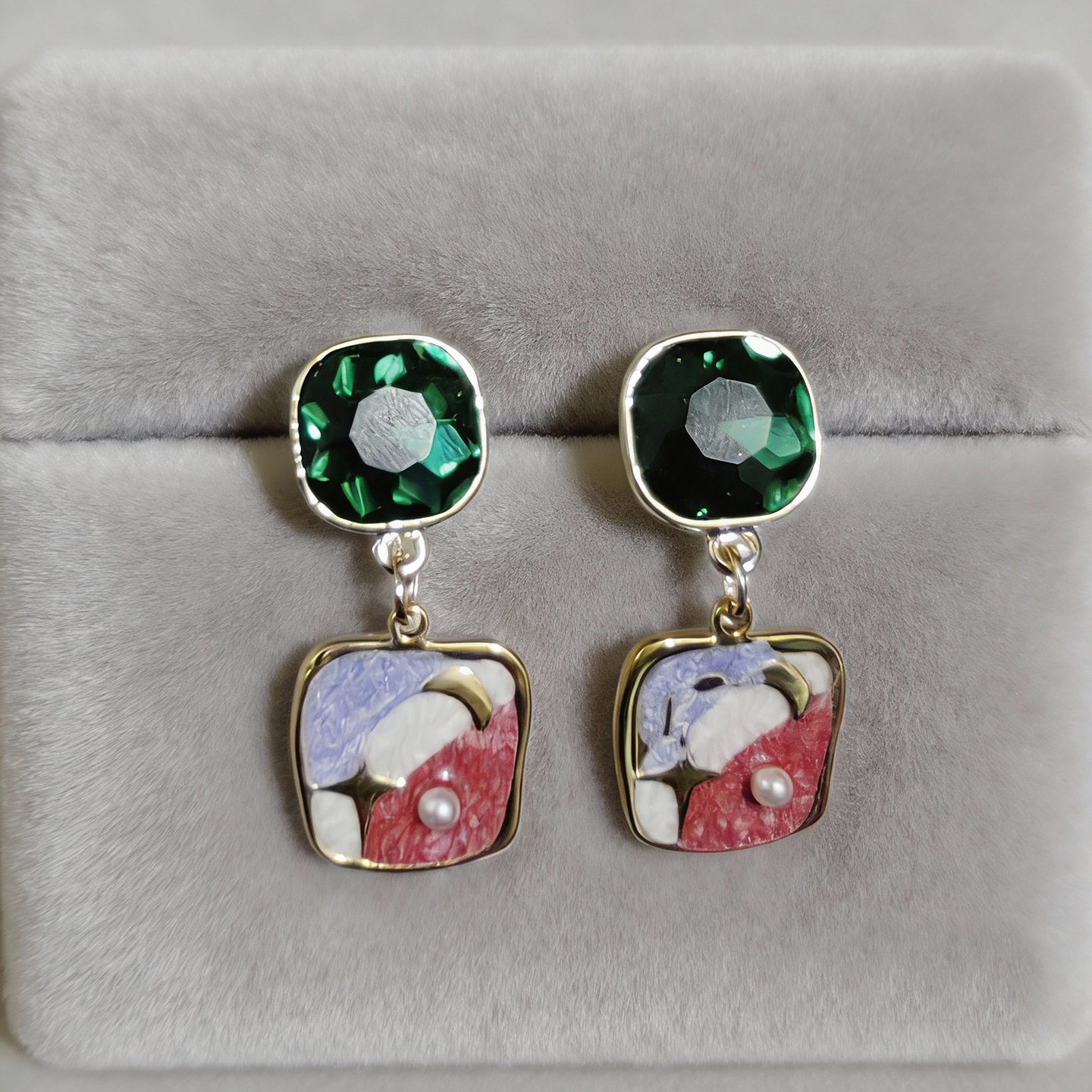 莫奈油画复古宫廷风耳环国潮花朵滴釉吊坠耳饰时尚轻奢百搭女饰品