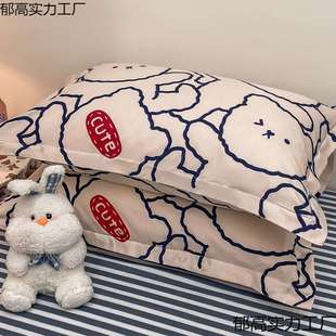 一对2024新款 水洗棉枕套枕头套装 枕芯单个48x74cm家用男成人单独