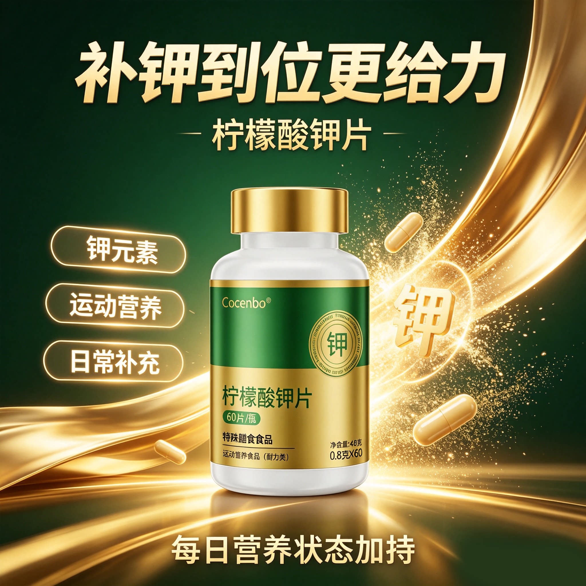 COCENBO钾元素补充柠檬酸钾镁生酮浮肿利尿缺钾补充剂非碘化钾片图片