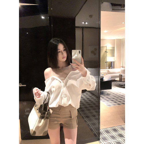 吴太甜高智姐感蕾丝假两件衬衫