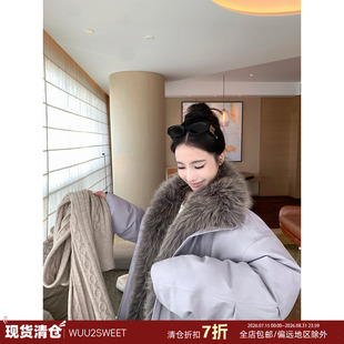 【现货】吴太甜 90白鸭绒大毛领羽绒服女冬季保暖加厚可拆毛