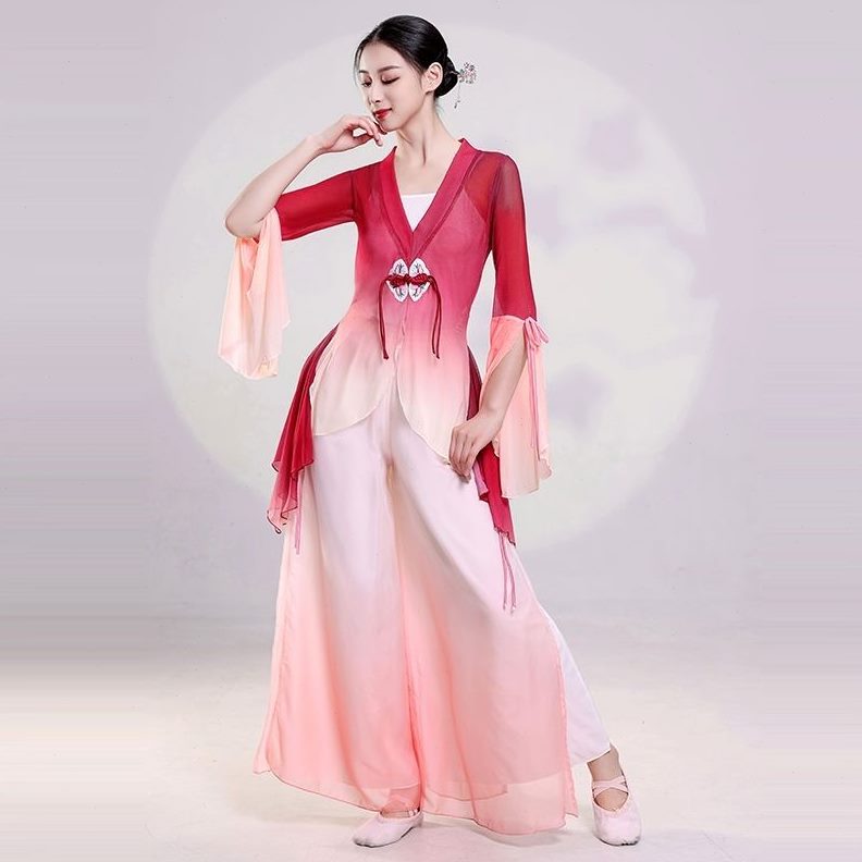衣色大码纱舞短款表舞蹈练功服中国演出服装新款古典舞舞蹈服渐变
