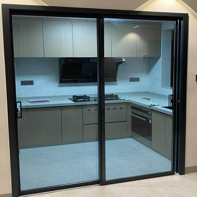 供应极窄边框16系列隔音防尘钛镁合金厨房阳台吊轨地轨推拉门