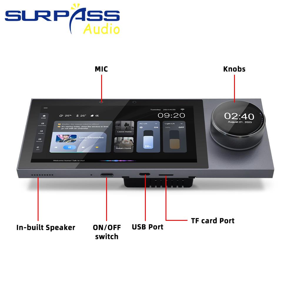 六寸智能语音控制家居控制面板嵌入式安卓家庭等音乐系统