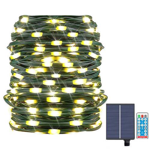 200灯8模式墨绿线太阳能皮线灯遥控仙女灯串节日灯户外装饰