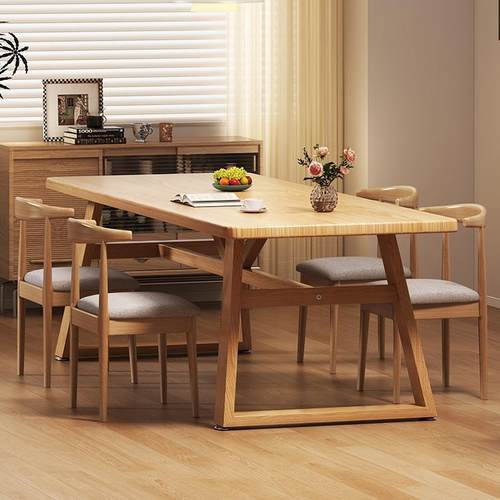 新中式仿实木餐桌家用桌椅组合客厅小户型长方形桌子北欧简约饭桌