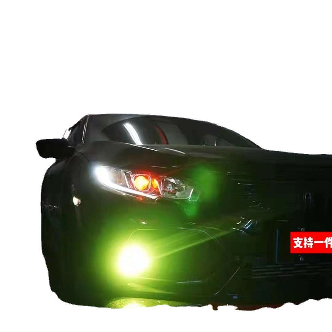 适用于十代思域雾灯改装超亮青柠雾灯两厢思域LED高亮防雾灯灯泡