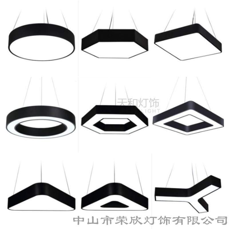 现代简约led办公室吊灯 六边形创意个性健身房网咖商场圆环形灯具