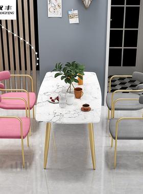 简约现代大理石餐桌家用客厅成套餐桌椅组合小户型吃饭桌大理石