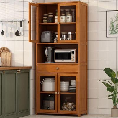 家用厨房橱柜多层实木餐边柜多功能置物架落地碗柜餐具收纳储物柜