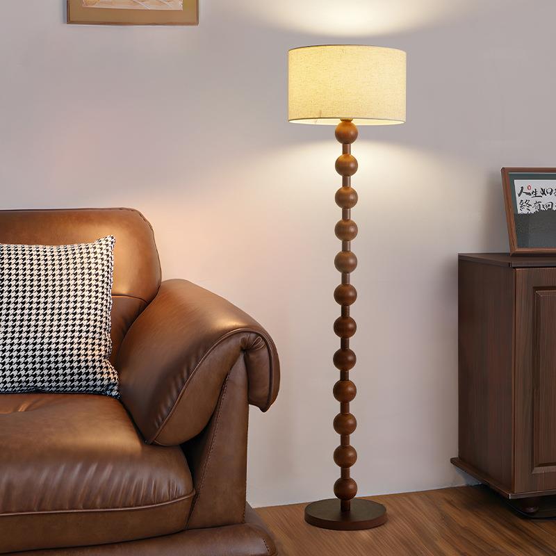 高档中式台灯落地灯胡桃木纹色风美式复古高级感氛围灯客厅落地灯