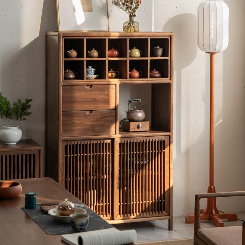 新中式实木博古架茶室茶杯茶壶茶具置物架展示柜多宝阁收纳柜茶柜