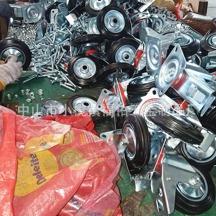 万向轮静音实心橡胶轮4/5/6/8寸10寸定向刹车平板手推车轮重型轮