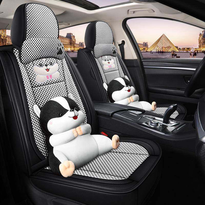 汽车坐垫夏季冰丝凉垫编织专用卡通座椅套四季通用全包围车座垫女