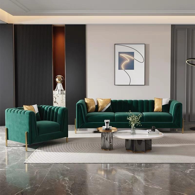 新款美式轻奢客厅布艺沙发组合北欧现代简约小户型直排款丝绒家具