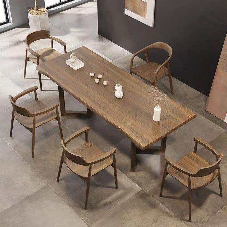 全实木茶桌椅组合一桌五椅现代简约大板原木客厅家用泡茶桌子