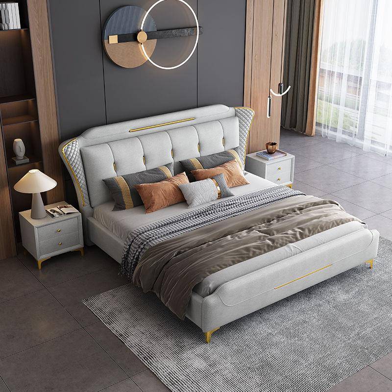 皮床1.8米主卧双人大床科技布艺现代简约1.5轻奢箱体储物实木婚床
