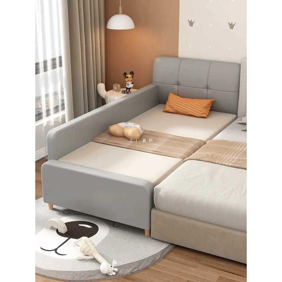 ft儿童床实木带护栏婴儿宝宝床男女孩单人床加宽拼接床小床拼接大