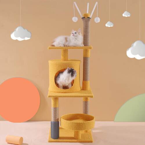 泰迪绒猫窝猫爬架一体式多层猫跳台自嗨解闷剑麻猫抓板耐磨猫玩具