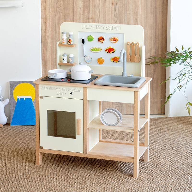 儿童木制过家家仿真趣味可出水厨房煮饭套餐玩具互动游戏玩具
