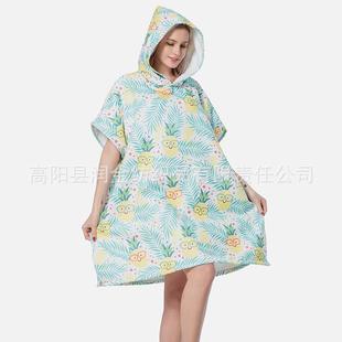 跨境成人连帽浴巾厂家超细纤维浴巾斗篷沙滩冲浪加厚连帽披风