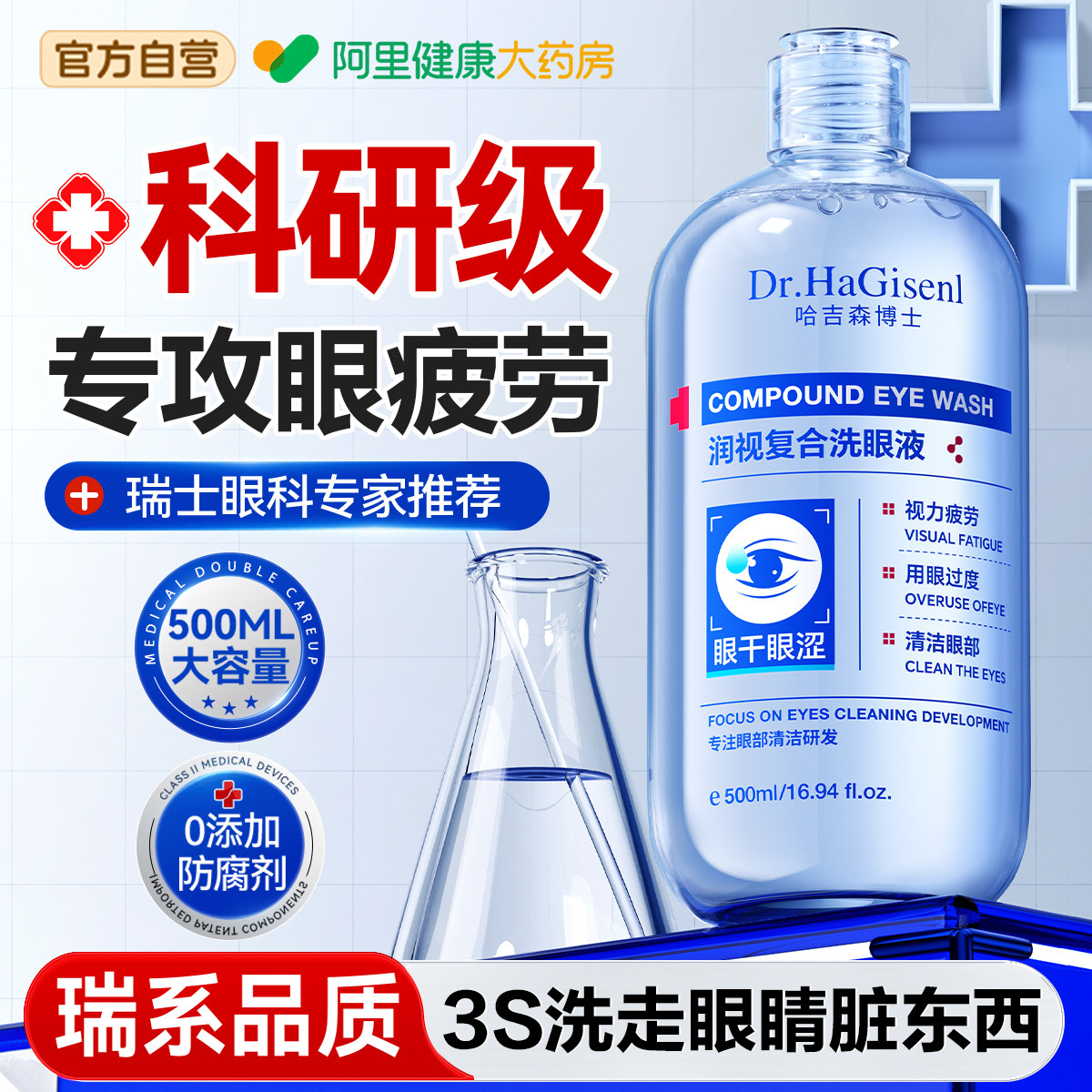 叶黄素医用洗眼液清洁抗菌消炎无菌缓解眼睛干涩痒疲劳色弱洗眼液