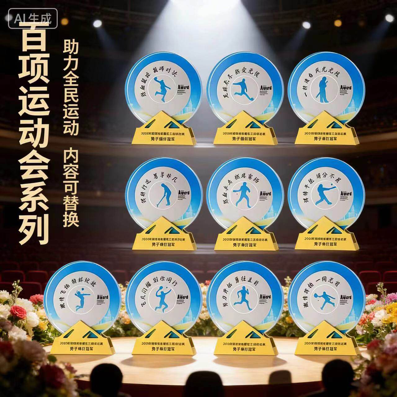 体育运动会团体比赛冠军奖杯奖牌