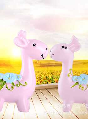 粉红新款吉祥家居烘焙装饰摆件树脂工艺品小鹿装饰搁板电视柜卧室