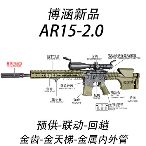 博涵SR16二代电动连发金齿玩具枪