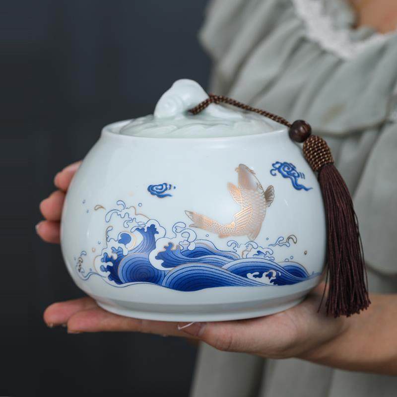陶瓷茶叶罐密封罐空罐茶叶包装礼盒中式家用存茶罐绿茶红茶普洱茶