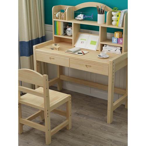 实木学习桌可升降现代简约小学生书桌儿童写字桌家用儿童桌椅套装