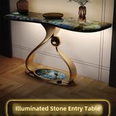 入口入口柜面向门现代无障碍豪宅高端豪华石材客厅隔断柜条形柜端