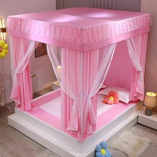 三开门遮光防尘床幔全封闭一体式 防尘蚊帐家用防摔新款 床帘公主风