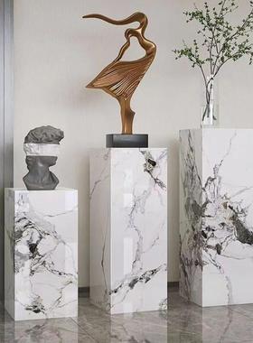 样品屋展示中心商场酒店饭厅办公室内公司转角落地岩板花架底座装