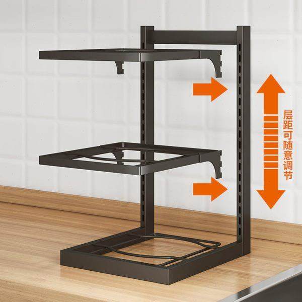 不锈钢架子置物架下水家用多层放专收纳柜子锅架锅具槽分层内厨房