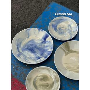 北欧创意陶瓷花纹餐具网红风简约早餐盘个性餐盘陶瓷家居摆件餐盘