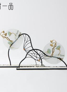 新中式禅意莲蓬摆件客厅玄关博古架售楼处样板房植物荷花软装饰品