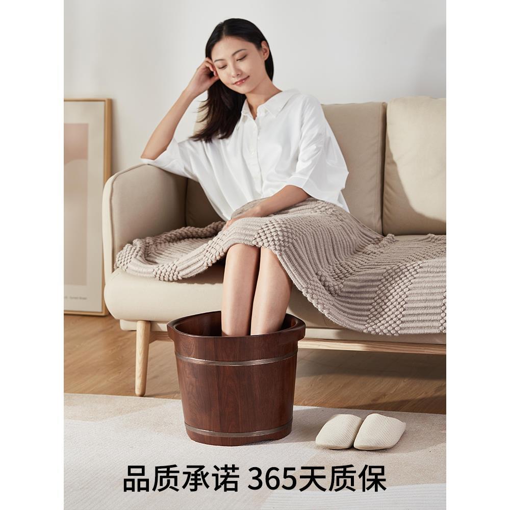木质足浴桶木桶家用洗脚桶泡脚桶按摩冬天养生带盖实木洗脚盆马小