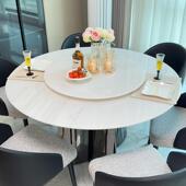 卡里冰玉天然奢石圆形餐桌大理石圆桌吃饭家用高级简约休闲桌子