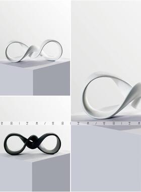 空合轻奢几何环形摆件样板间书房莫比乌斯环售楼部壁柜抽象装饰品