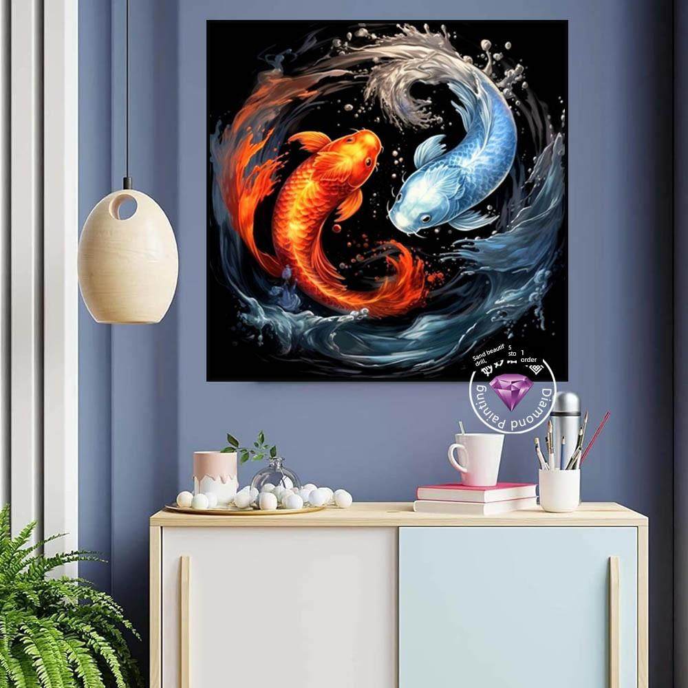 时来运转太极八卦锦鲤钻石画客厅挂画十字绣2025年新款手工贴钻画