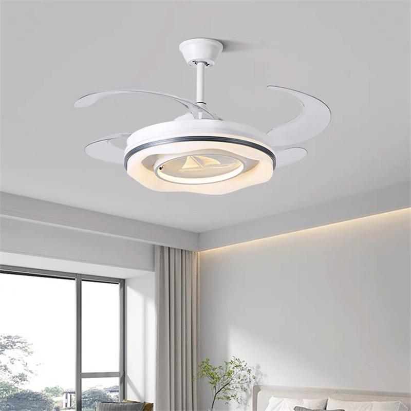 简约餐厅隐形风扇吊灯吸顶一体风扇灯静音全铜电机客厅卧室风扇灯