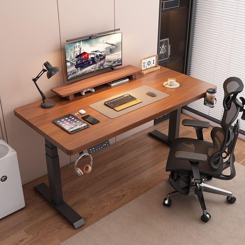 智能电动升降桌实木电脑桌升降桌书房办公桌电子竞技桌家庭工作台