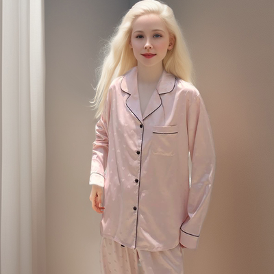 GPSeeu2024年新款真丝睡衣女法式高级感爱心提花长袖家居服春秋