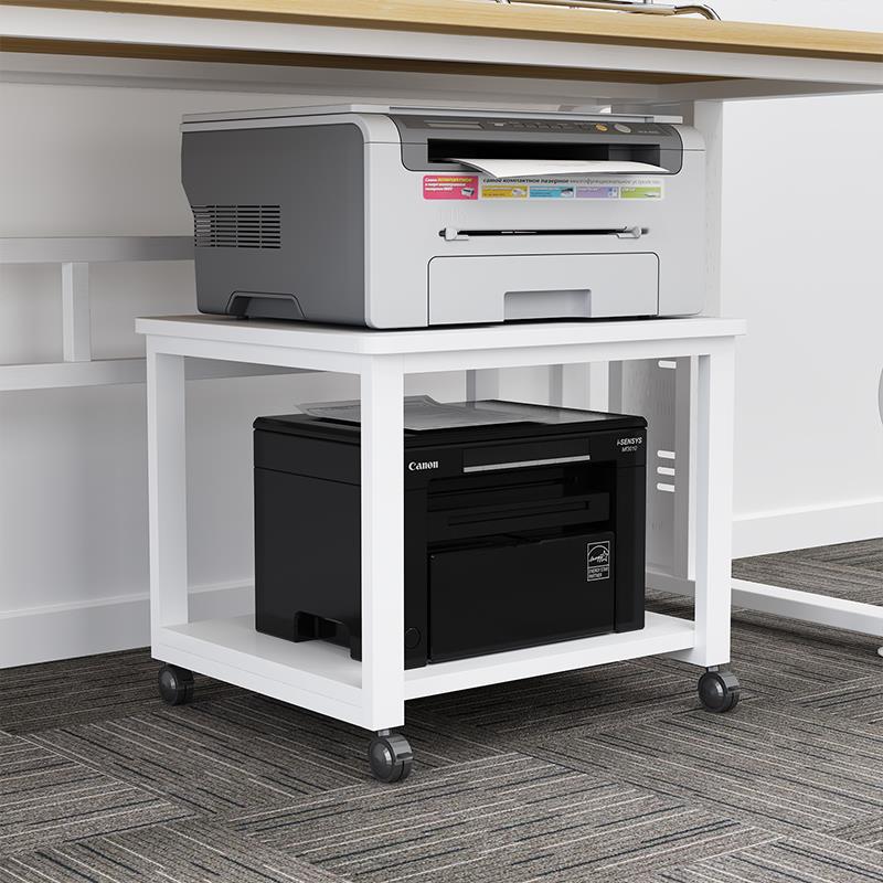 0J简约打印机置物架落地双层办公室桌下可移动带轮架子a3复印机底