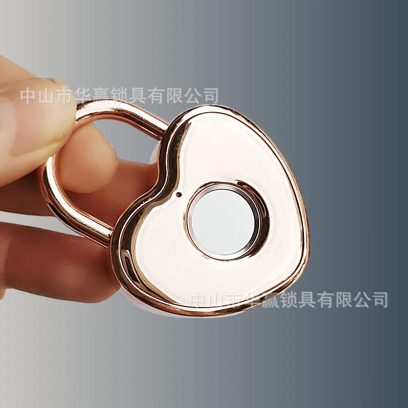 智能指纹爱心锁挂锁箱柜锁抽屉柜门锁行李箱锁小号挂锁智能电子锁
